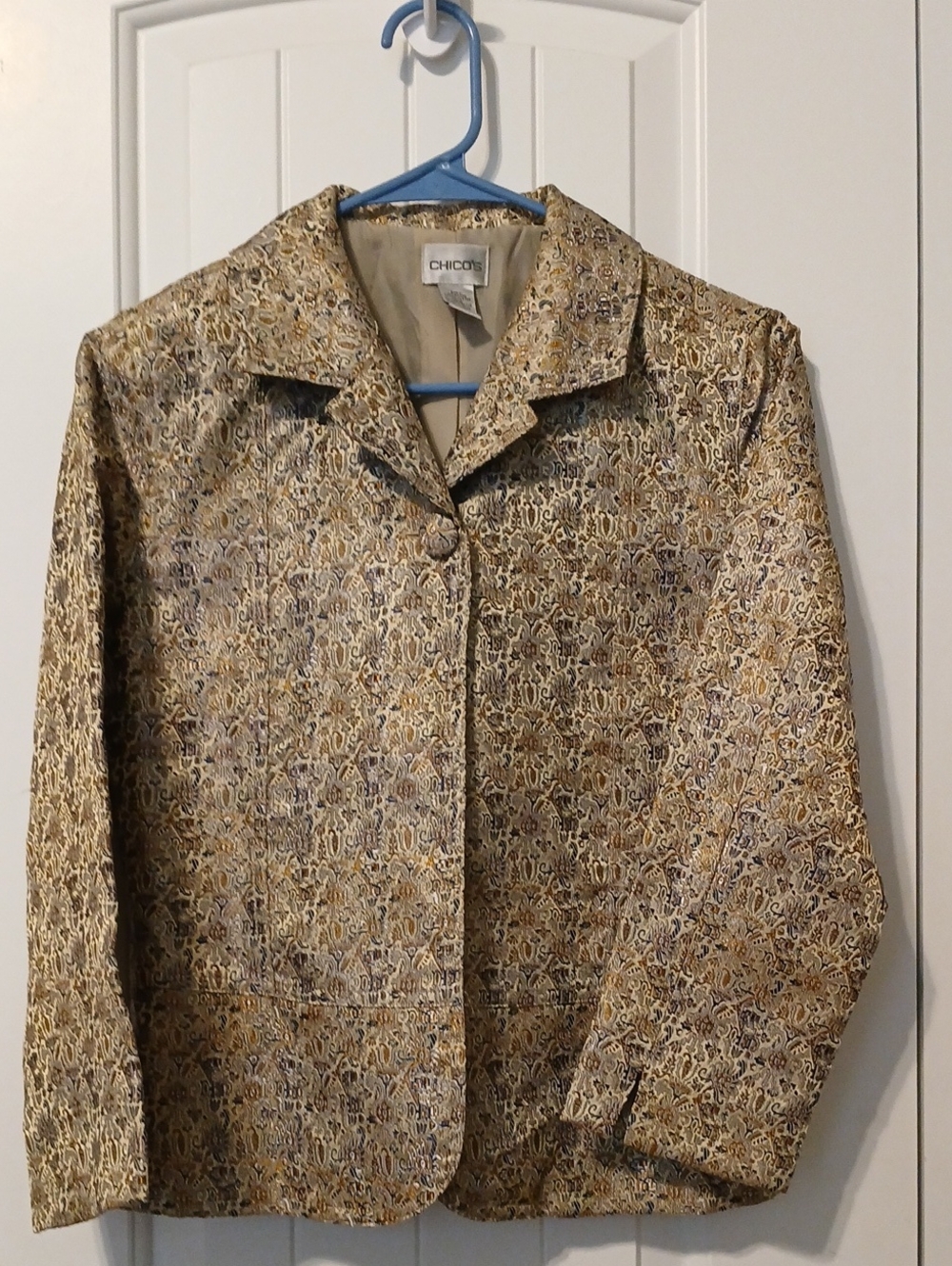 Chico's Women's Brown & Blue Patterned Blazer Size 0 Small